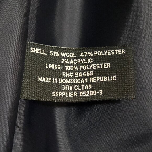 Liz Claiborne Navy Blue Swing Flounce Wool Blend Coat with Silver Buttons - Picture 9 of 9